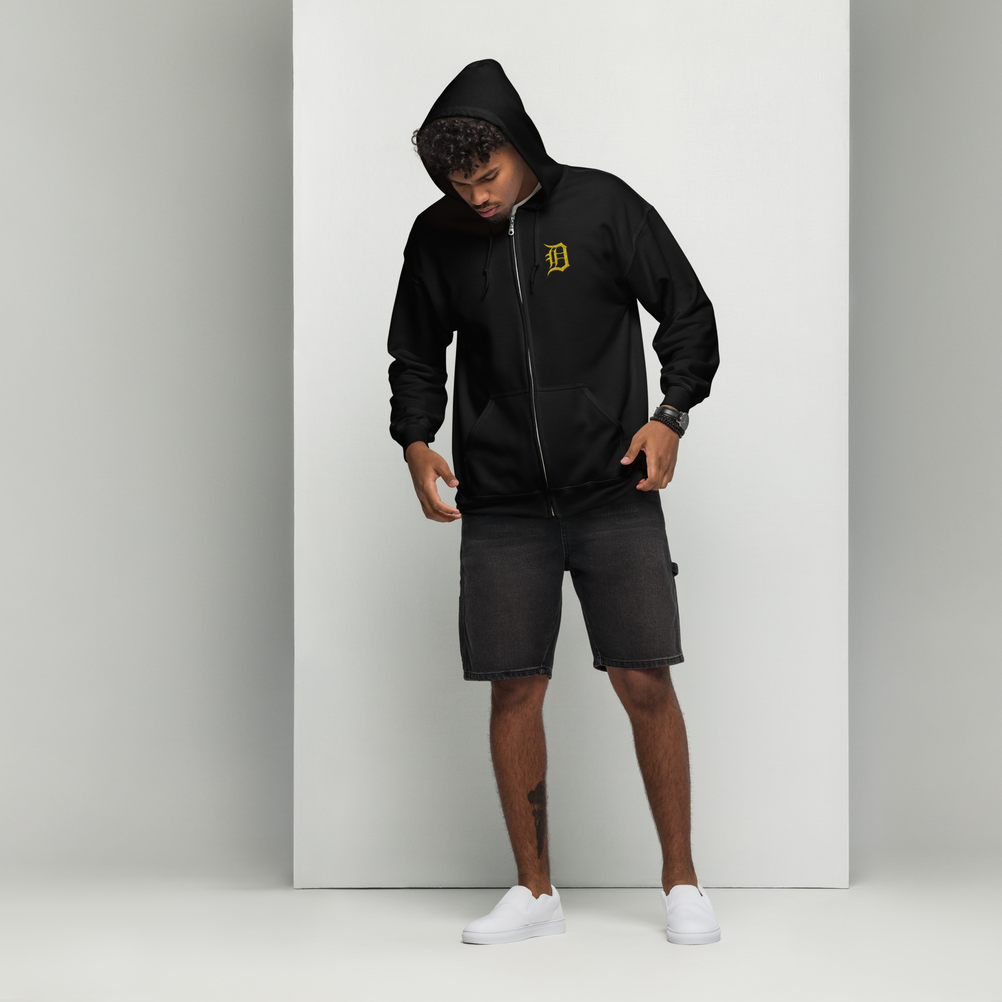 Unisex Zip Hoodie mit D Stick