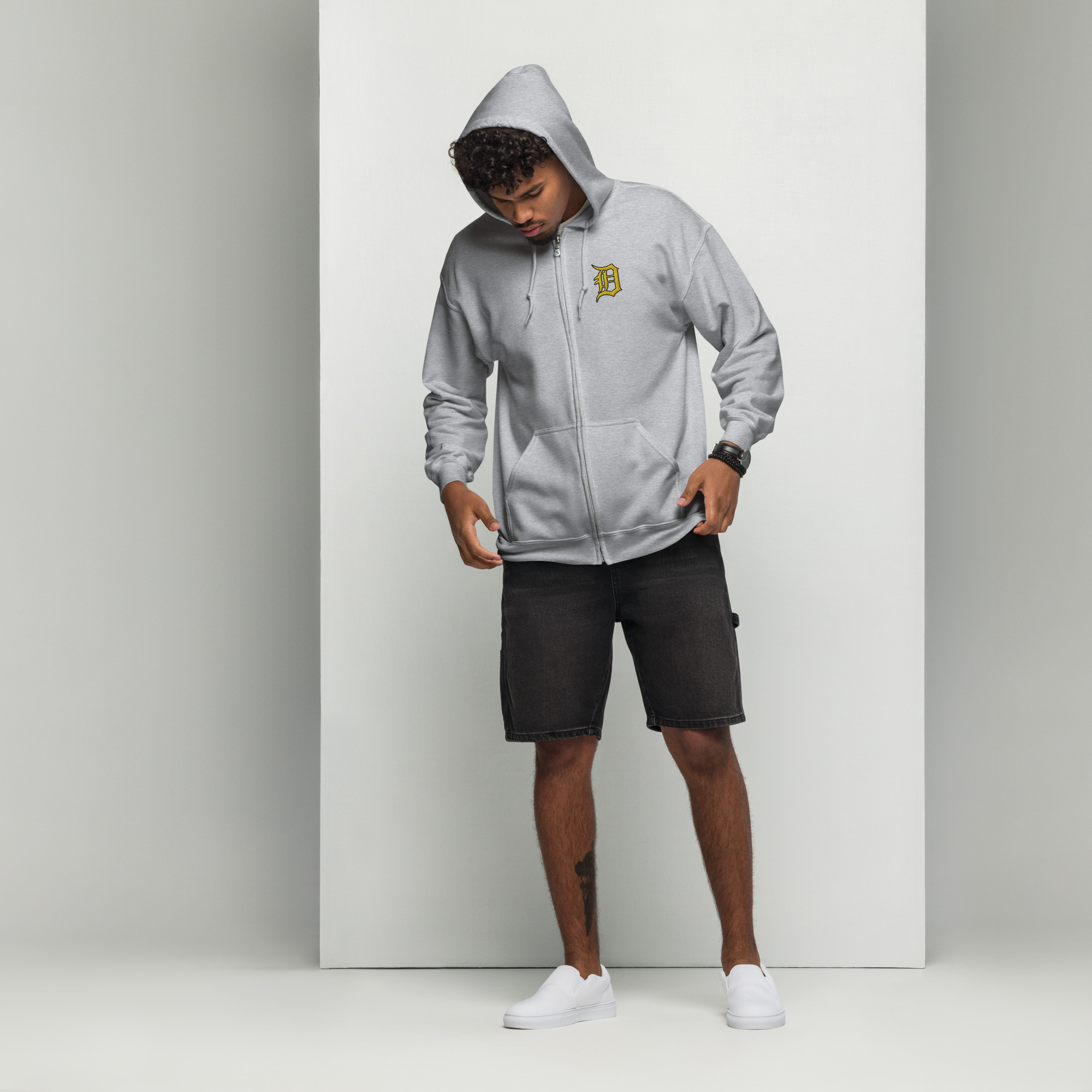 Unisex Zip Hoodie mit D Stick – Bild 2